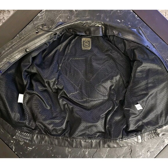 HEIN GERICKE Vtg Black Leather Jacket Mens S M 44 Motorcycle Biker Eagle Wolf - Picture 10 of 13